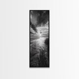 Sunset Shore, River Stream, Dramatic Sky, Framed Canvas Print, Nature Wall Art, Fall Landscape Decor, Tranquil Home Accent, Rustic Room Decor