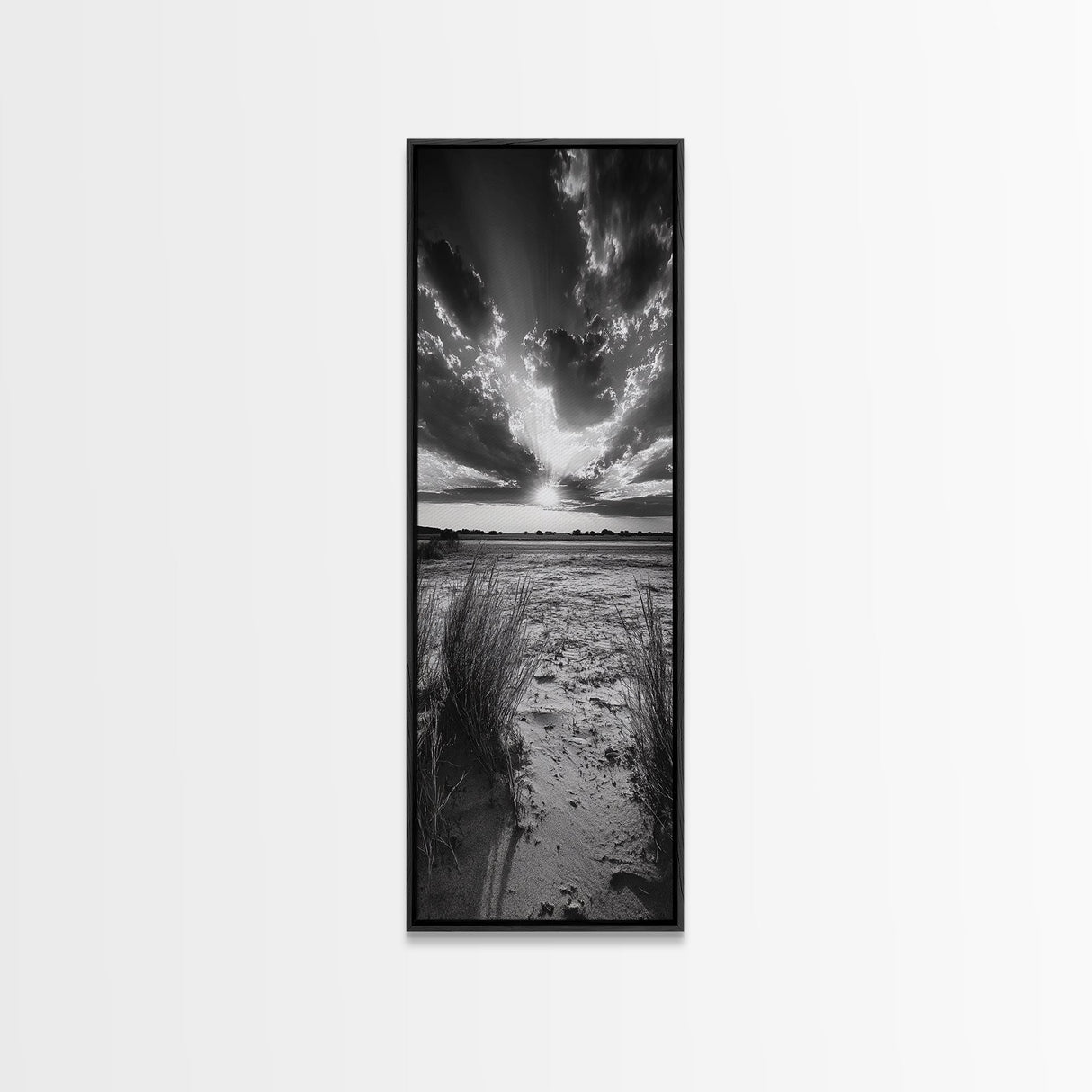 Desert Light Rays, Nature Sunset Art, Dramatic Sky Wall Decor, Canvas Print, Minimalist Desert Landscape, Living Room Wall Art