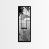 Lakeside Swing Stillness, Serene Water View Print, Peaceful Dock Photography, Canvas Print, Tranquil Bedroom or Office Wall Art