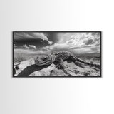 Desert Lizard Close-Up, Reptile Wildlife Photography, Dramatic Sky Scene, Canvas Print, Living Room Wall Art, Nature Decor