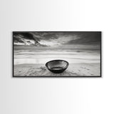 Solitary Bowl Beach, Ocean Waves Texture, Surreal Still Life Photo, Canvas Print, Entryway Wall Art, Minimalist Coastal Style