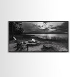 Fire Pit, Lake Sunset, Rustic Outdoors, Autumn Glow, Canvas Print, Cabin Wall Art, Fall Decor, Cozy Fireside Vibe, Nature Escape