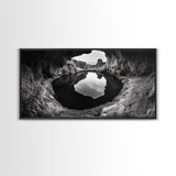 Sea Cave, Rocky Texture, Coastal Reflection, Natural Formations, Framed Canvas Print, Bathroom Art, Earthy Wall Decor, Zen Style