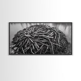Beaver Lodge, Natural Structure, Earthy River Habitat, Framed Canvas Print, Cabin Wall Art, Nature-Inspired Rustic Fall Decor