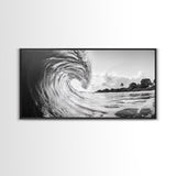 Ocean Wave Art, Coastal Decor, Heart Wave Wall Art, Black and White Photography, Canvas Print, Beach Bathroom, Surf Vibes, Minimalist Surf Home