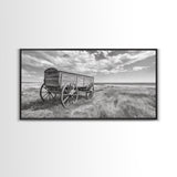 Prairie Wagon, Western Landscape, Old West Photography, Framed Canvas Print, Farmhouse Entryway or Rustic Fall Living Room Art