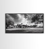 Southwestern Ranch Home, Texas House Scene, Peaceful Rural Living, Framed Canvas Print, Rustic Landscape Art, Living Room Decor