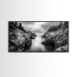 Ocean Passage, Cliff Channel, Rugged Coast, Forest Horizon, Canvas Print, dramatic nature art, large wall piece, hallway landscape art