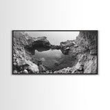 Arch Pool, Stone Lagoon, Natural Wonder, Organic Texture, Minimal Coastal Wall Decor, Canvas Print, Earth Tones Bathroom Art
