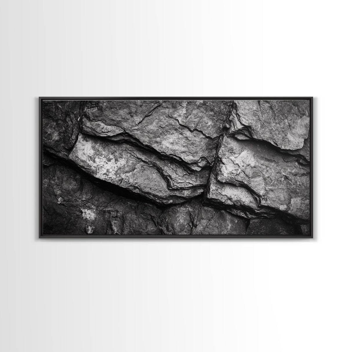 Stone Texture Closeup, Abstract Rock Pattern, Black and White Minimalist, Canvas Print, Modern Wall Art, Office Decor, Earthy Tones
