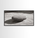 Zen Stone Focus, Natural Simplicity, Black and White Minimalist, Canvas Print, Spa Wall Art, Serene Bathroom Decor, Peaceful Aesthetic