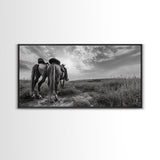 Grazing Horses, Cowboy Duo, Open Field, Equestrian Love Scene, Canvas Print, Western Wall Art, Rustic Ranch Living Room Decor