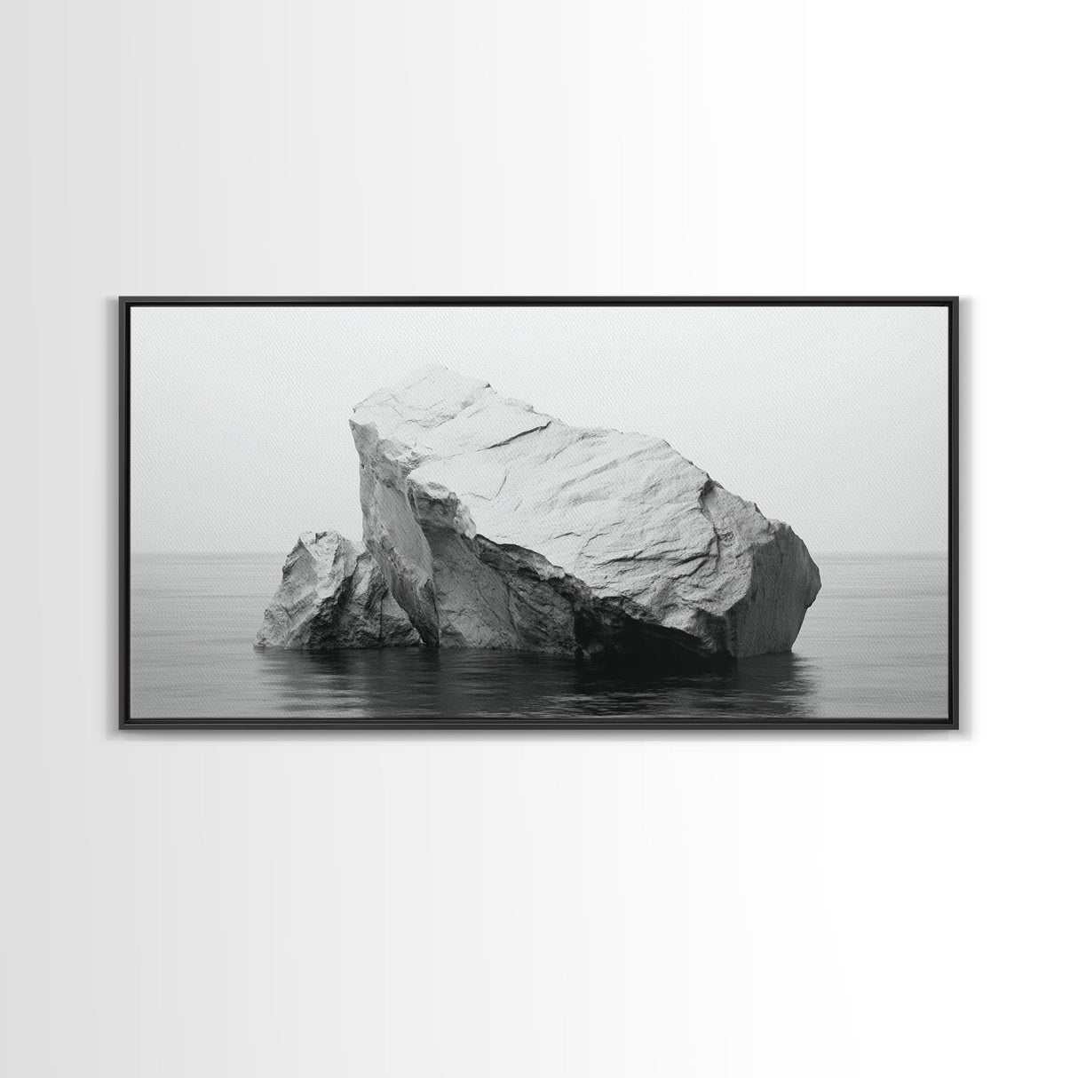 Iceberg Art, Arctic Calm, Winter Minimalism, Ocean Glacier Scene, Framed Canvas Print, Modern Wall Art, Minimalist Bedroom Decor
