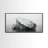 Iceberg Art, Arctic Calm, Winter Minimalism, Ocean Glacier Scene, Framed Canvas Print, Modern Wall Art, Minimalist Bedroom Decor