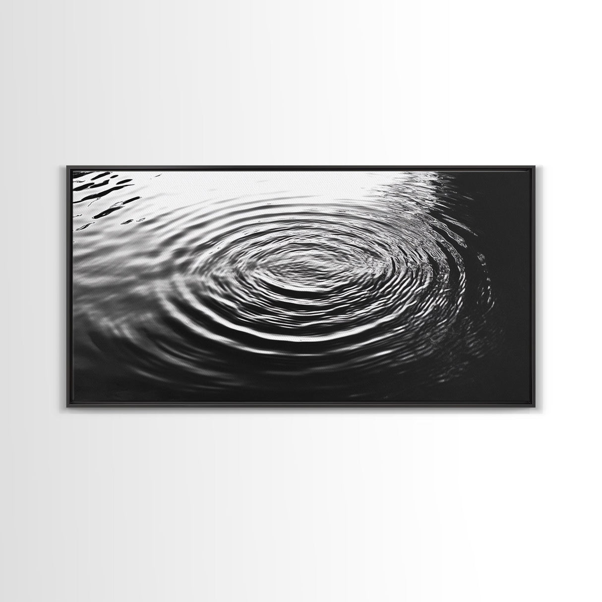 Water Ripples Zen, Abstract Motion, Monochrome Fluid Art, Canvas Print, Modern Minimalist Wall Art, Bathroom or Spa Room Decor