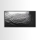 Water Ripples Zen, Abstract Motion, Monochrome Fluid Art, Canvas Print, Modern Minimalist Wall Art, Bathroom or Spa Room Decor