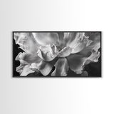 Floral Closeup, Petal Texture, Macro Bloom, Canvas Print, Botanical Bedroom Wall Art, Black And White Flower, Modern Nature Photography