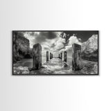 Ocean Pier, Seaside Dock, Crashing Waves, Canvas Print, Dramatic Coastal Wall Art, Black And White Decor, Bathroom Or Hallway Photography