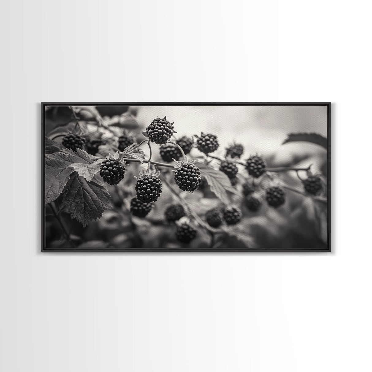Blackberries on Vine, Farmhouse Kitchen Art, Rustic Fruit Wall Decor, Country Style, Autumn Botanical Photography, Canvas Print