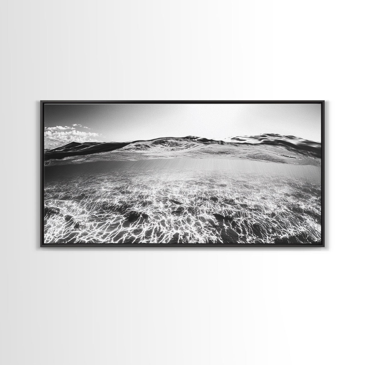 Ocean Surface, Sunlit Water, Sea Ripple, Underwater Light, Canvas Print, Modern Beach Art, Bathroom Wall Decor, Coastal Vibes