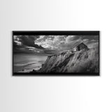 Cliff Cabin, Stormy Coast, Ocean Bluff, Dramatic Skies, Canvas Print, Moody Nature Art, Living Room Accent, Fall Season Decor