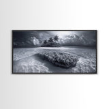 Coral Island, Tropical Ocean, Underwater Reef, Clear Sea, Framed Canvas Print, Beach House Art, Coastal Living Room Decor, Office Wall Decor