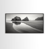 Seaside Rocks, Reflected Sky, Calm Ocean, Landscape Photography, Framed Canvas Print, Zen Wall Art, Modern Minimalist Decor, Modern Home Decor