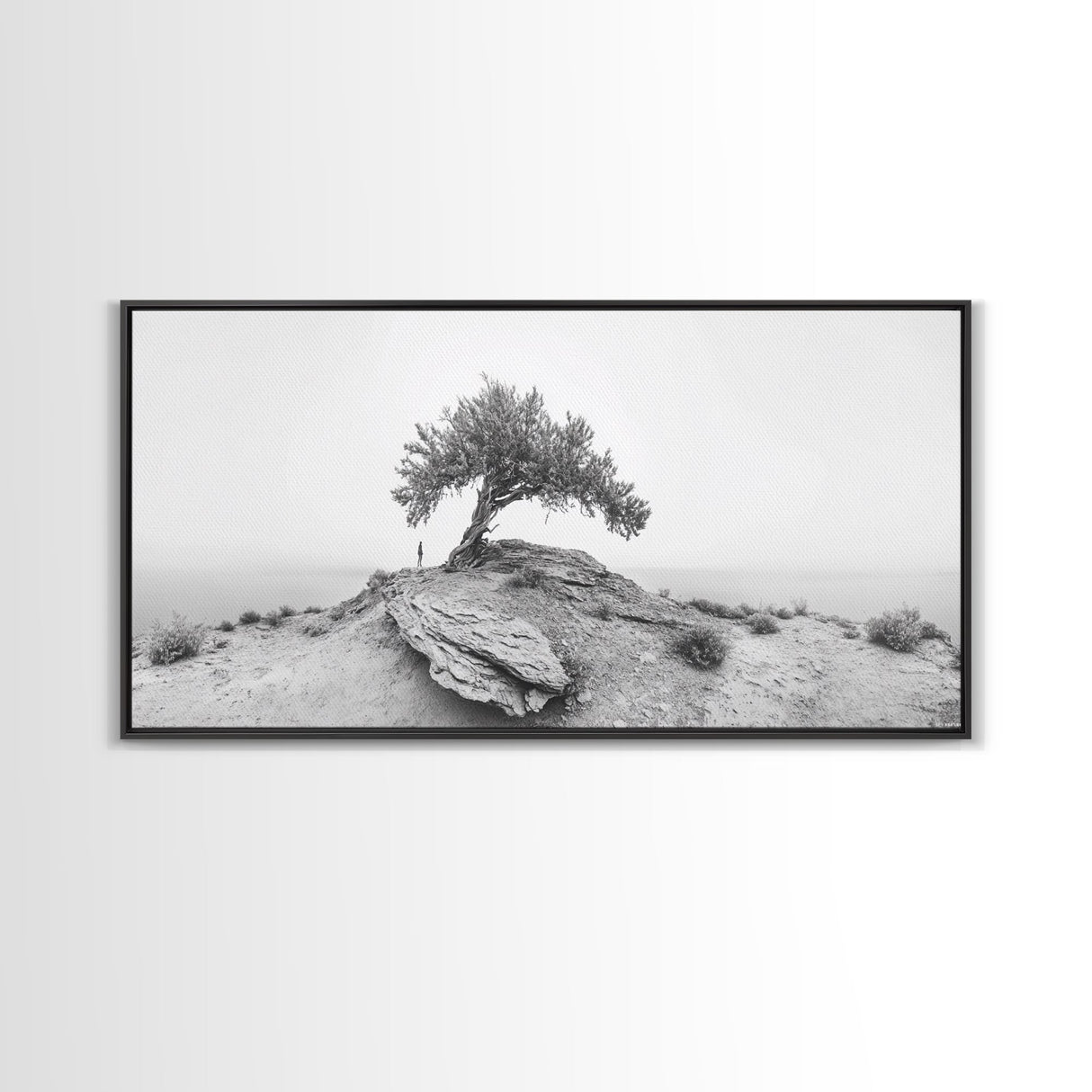 Solitary Tree, Minimalist Nature, Desert Landscape, Canvas Print, Modern Home Decor, Neutral Wall Art, Entryway Accent, Calm Mood Art