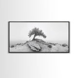 Solitary Tree, Minimalist Nature, Desert Landscape, Canvas Print, Modern Home Decor, Neutral Wall Art, Entryway Accent, Calm Mood Art
