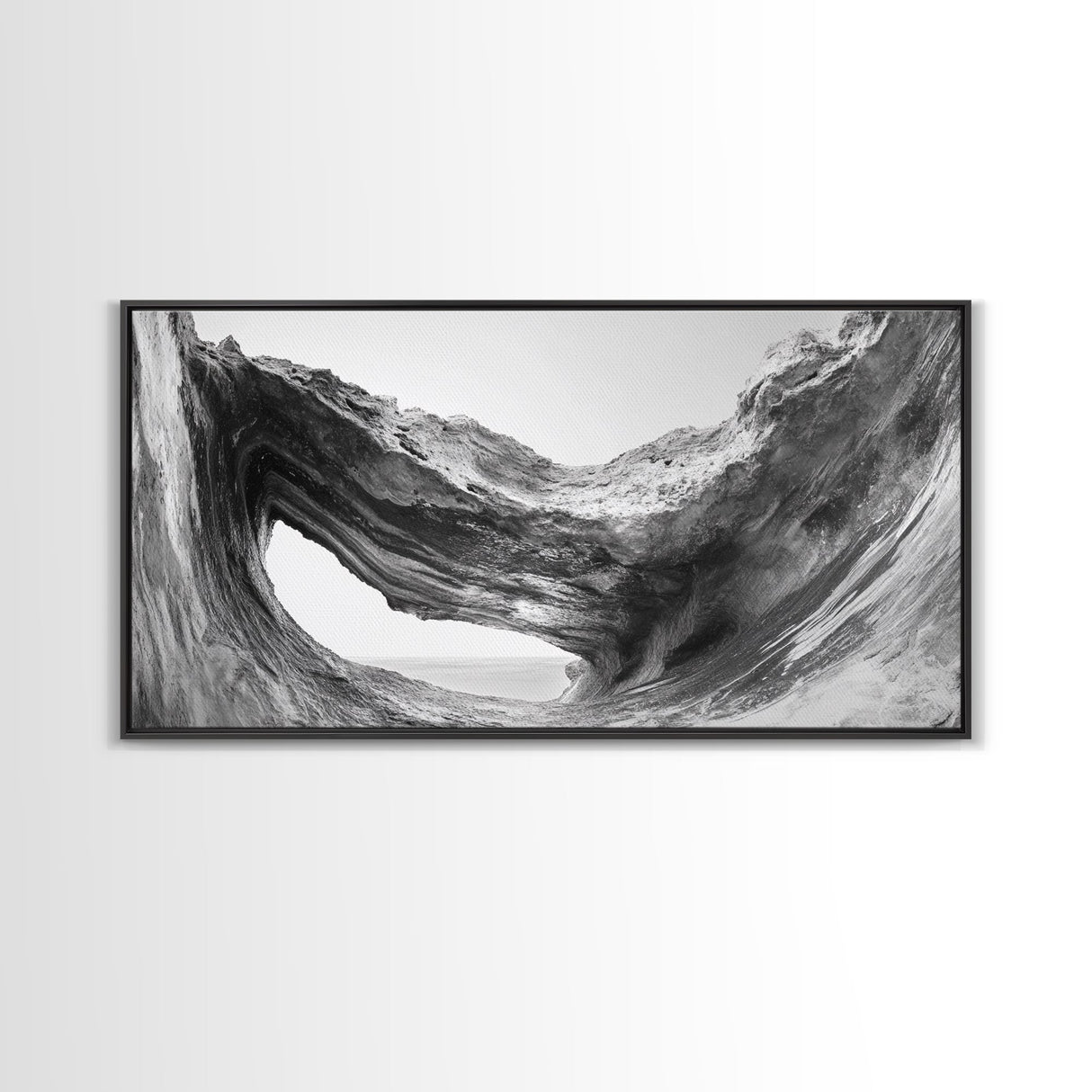 Ocean Cave, Textured Rock, Seaside Mystery, Canvas Print, Coastal Wall Art, Nature Photography, Bathroom Decor, Abstract Sea Cave
