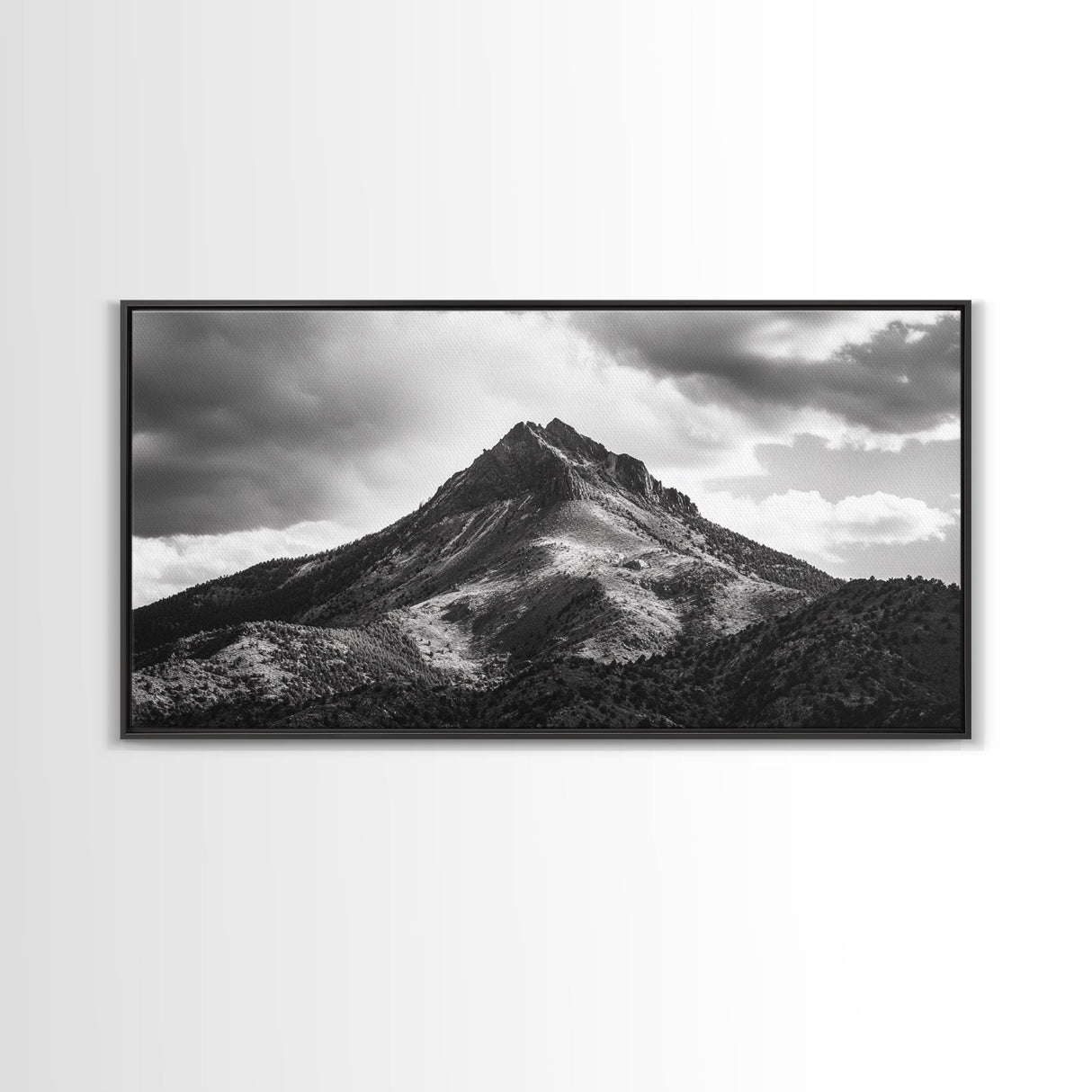 Mountain Peak, Majestic Range, Moody Skies, Canvas Print, Wilderness Wall Art, Cabin Decor, Adventure Style, Nature Inspired Room