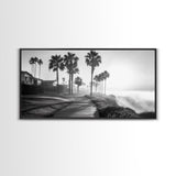 Palm Tree Pathway, Beachfront Neighborhood Vibes, Coastal Street Scene, Framed Canvas Print, Entryway Art, Minimalist Coastal Home Decor