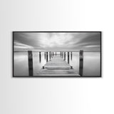 Wooden Dock Scene, Peaceful Lake Sunset, Minimalist Waterfront, Canvas Print, Zen Bedroom Wall Art, Tranquil Meditation Decor