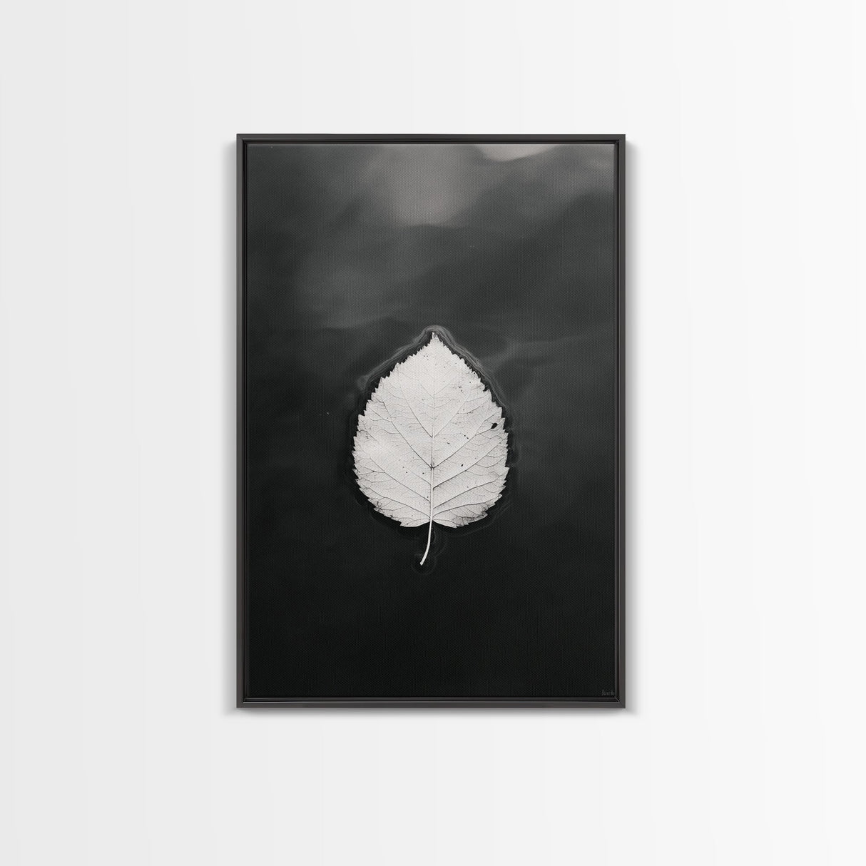Floating Leaf, Still Water, Nature Simplicity, Autumn Calm, Canvas Print, Minimalist Wall Art, Bathroom Decor, Scandinavian Fall Style