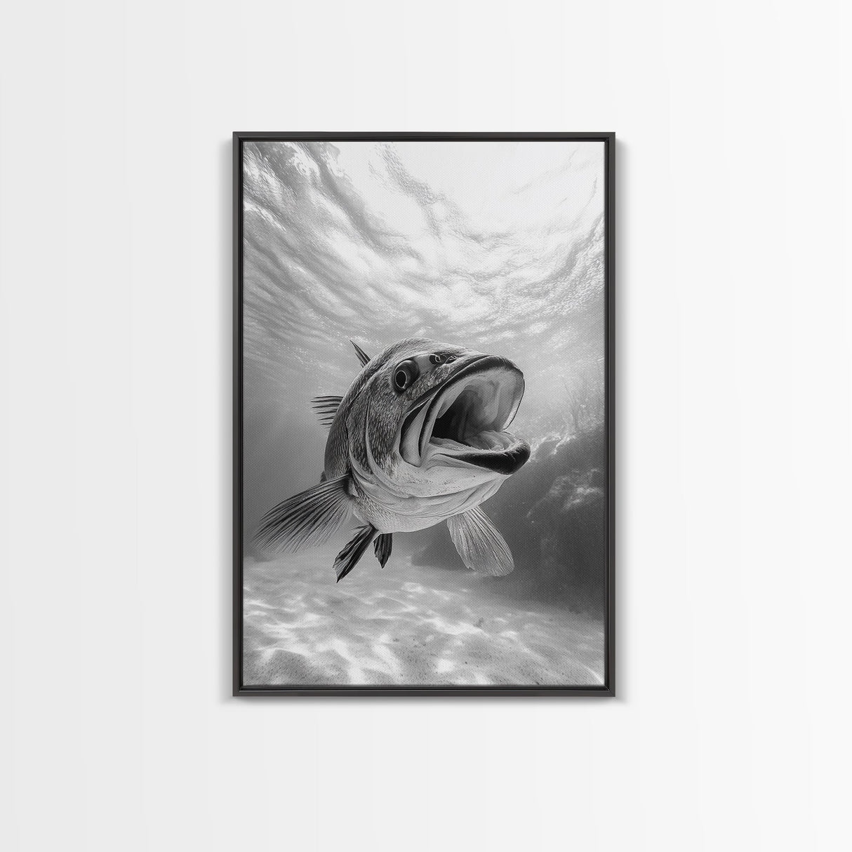 Underwater Fish, Ocean Predator, Aquatic Wildlife, Canvas Print, Bathroom Wall Art, Coastal Nautical Decor, Marine Photography