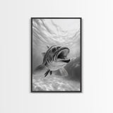Underwater Fish, Ocean Predator, Aquatic Wildlife, Canvas Print, Bathroom Wall Art, Coastal Nautical Decor, Marine Photography