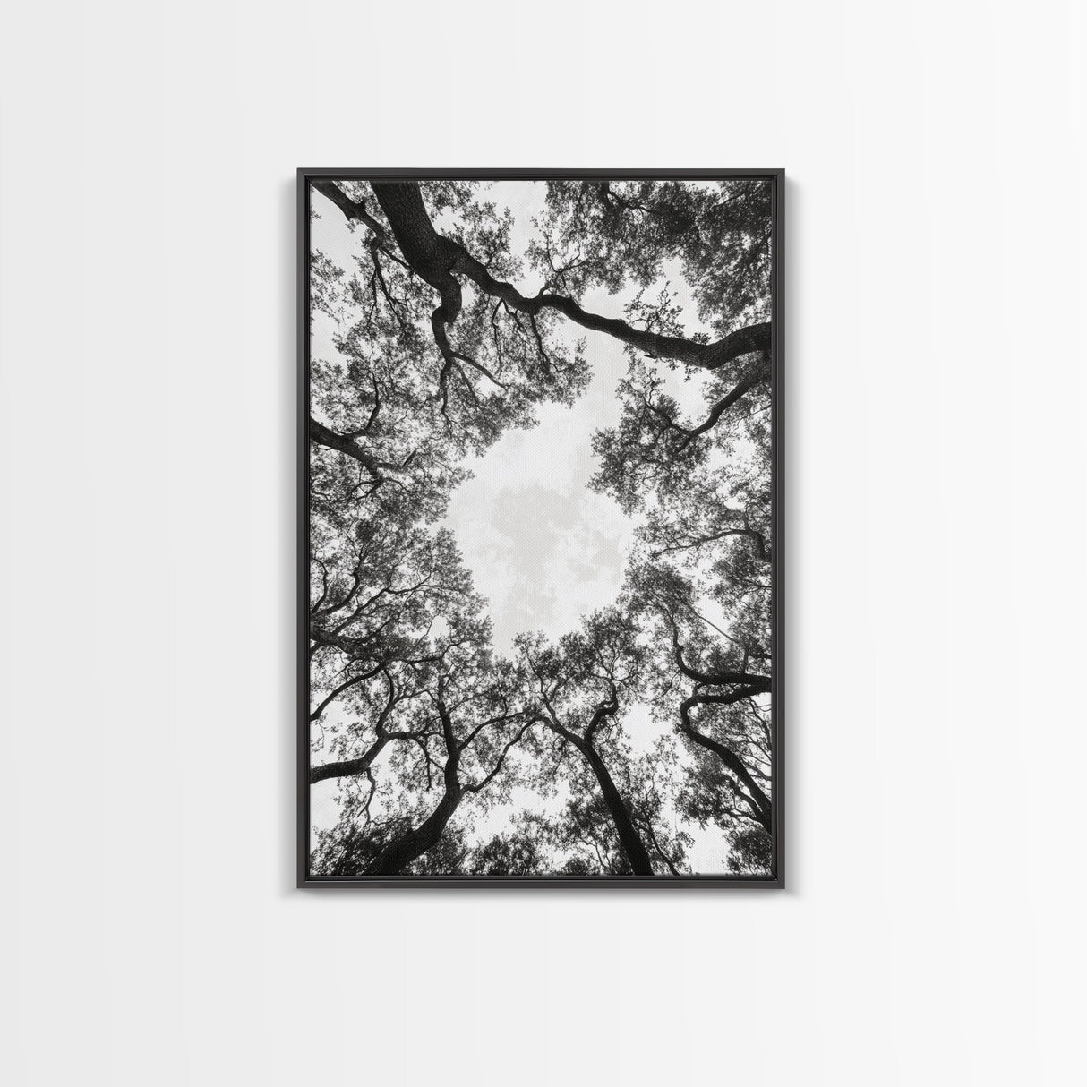 Forest Canopy View, Tree Tops Art, Nature Sky Print, Framed Canvas Print, Bedroom Wall Art, Minimalist Nature, Modern Rustic Decor