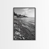 Pebble Beach, Tranquil Coastline, Coastal Stones, Sunrise Shore, Canvas Print, Bathroom Wall Art, Ocean Photography, Beach House Decor