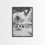 Palm Tree, Desert Shack, Abandoned Beauty, Western Minimalism, Canvas Print, Living Room Wall Art, Rustic Modern Style, Boho Wall Decor