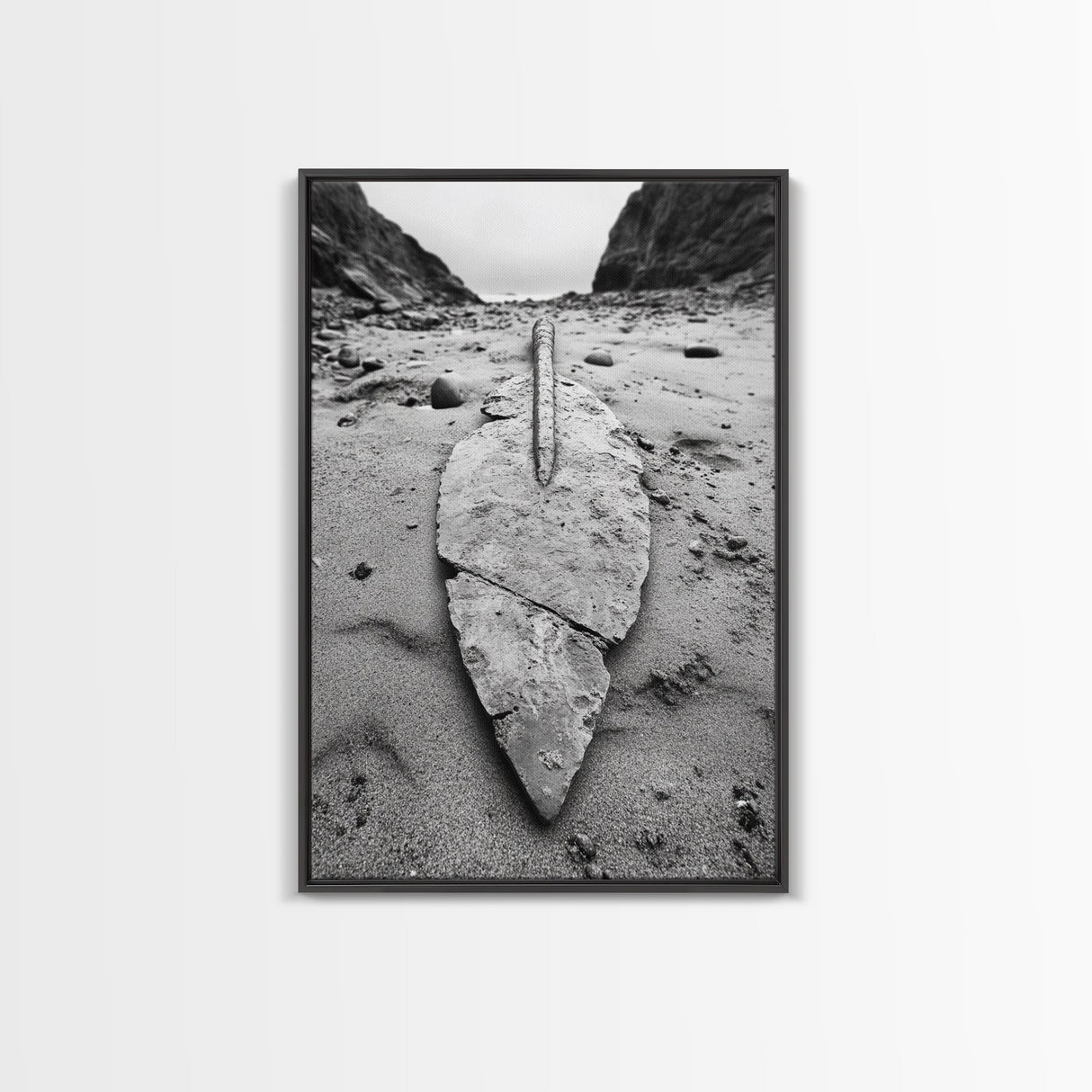 Fossil Rock Shore, Beach Minimalism, Sand Texture Art, Canvas Print, Coastal Wall Art, Natural History Decor, Abstract Earthy Art