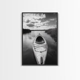 Kayak Lake View, Serene Water Landscape, Outdoor Adventure Art, Canvas Print, Cabin Wall Decor, Nature Lover Gift, Minimalist Water Art