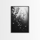 Kelp Forest Depth, Underwater Fish Scene, Ocean Life, Canvas Print, Marine Wall Art, Coastal Decor, Moody Nature Photography, Bathroom Art
