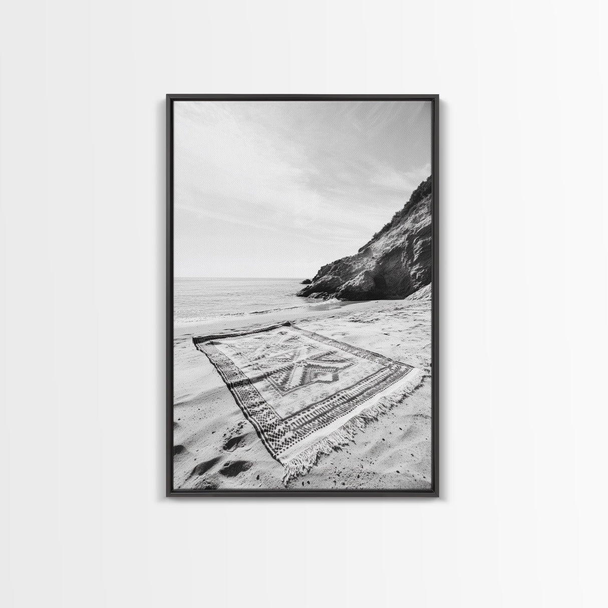 Tribal Blanket, Ocean Vibe, Coastal Pattern, Canvas Print, Beach Boho Wall Art, Neutral Home Decor, Summer Beach Bedroom
