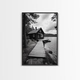 Lake Cabin Path, Nordic Forest Retreat, Nature Escape, Canvas Print, Cozy Wall Art, Scandinavian Decor, Fall Rustic Living Room Art