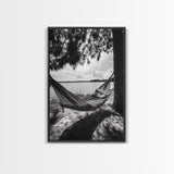 Hammock Lake View, Peaceful Retreat, Summer Breeze, Canvas Print, Boho Outdoor Art, Bedroom Relaxation Decor, Minimalist Coastal Vibe