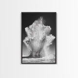Ocean Splash, Water Explosion, Sea Power, Canvas Print, Bathroom Wall Art, Black and White Abstract Art, Coastal Modern Decor