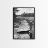 Marsh Dock, Southern Nature, Weathered Pier, Framed Canvas Print, Guest Room Wall Art, Rural Landscape, Fall Wall Art, Country Style