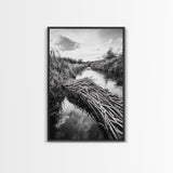 Nature Escape, Stream View, Rustic Landscape, Autumn Calm, Framed Canvas Print, Nature art, Rustic Wall Decor, Cabin Art, Office Artwork