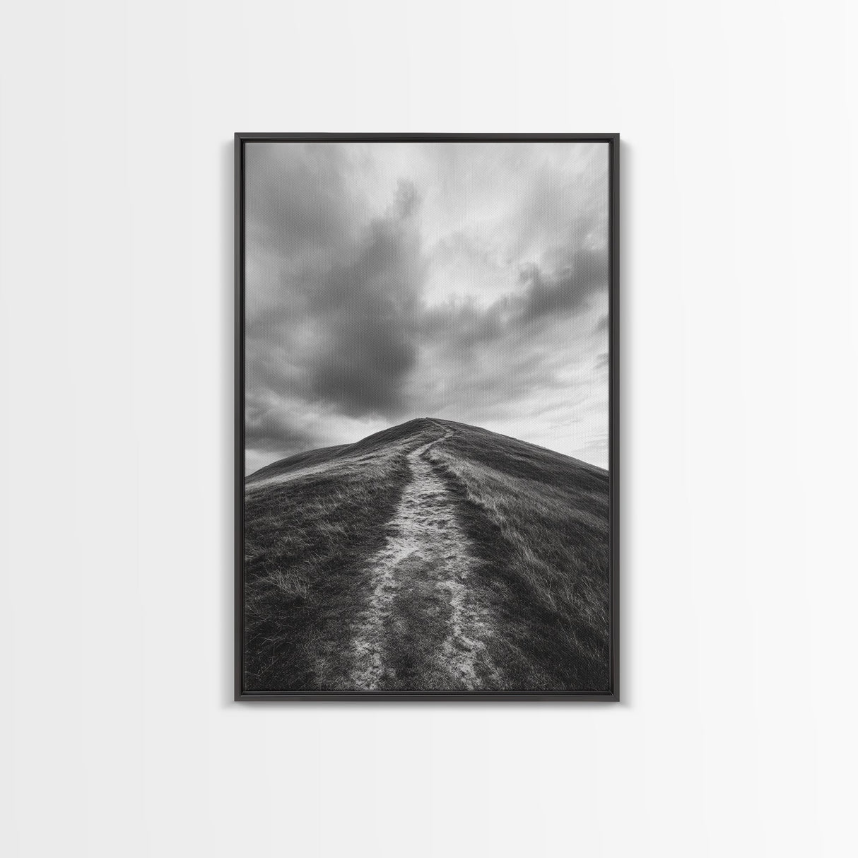 Winding Path, Hilltop View, Cloudy Horizon, Minimalist Landscape, Canvas Print, Bedroom Wall Art, Serene Decor, Fall Art Piece