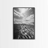 Underwater Scene, School of Fish, Ocean Photography, Split Shot Water, Framed Canvas Print, Bathroom Wall Art, Coastal Decor